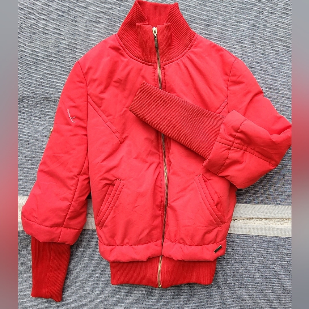 Trendy Women's Red Puffer Jacket Size 36 (S)